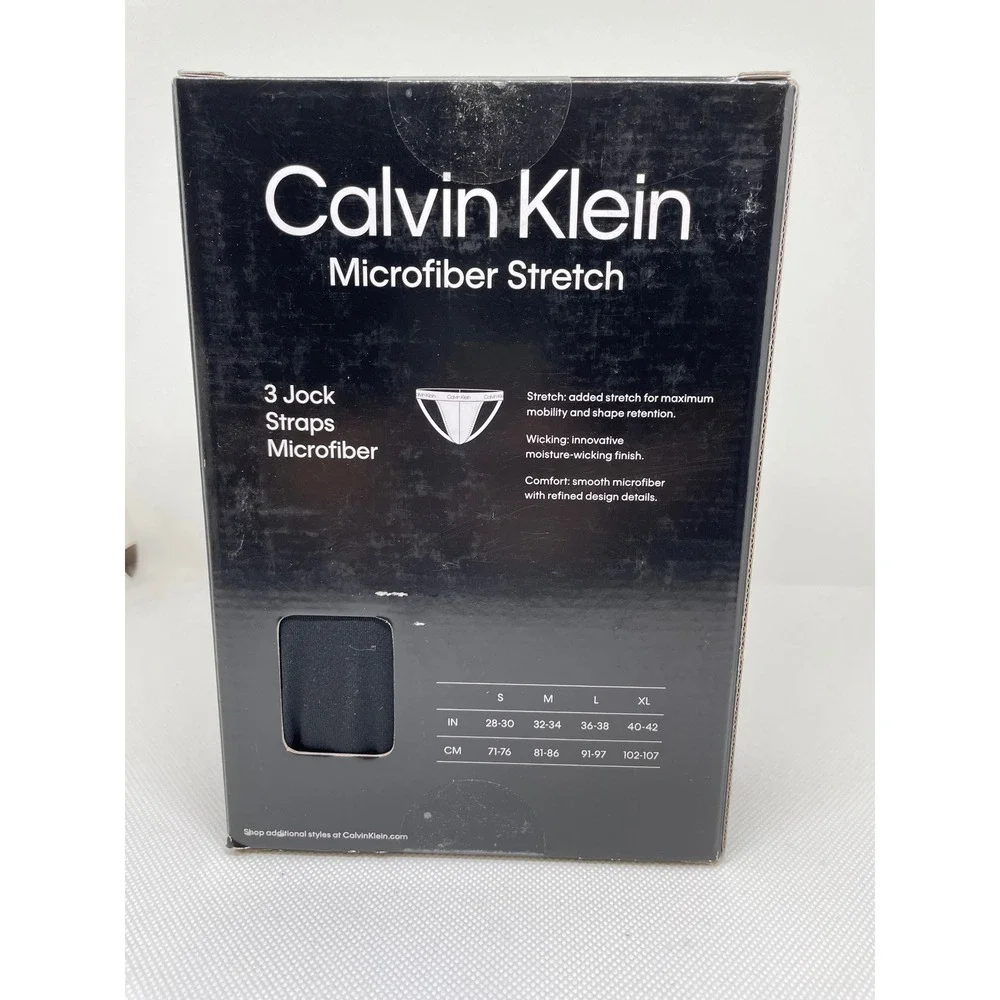 Calvin Klein Jock Strap 3-Pack Black Microfiber Stretch Wicking Gym Underwear XL